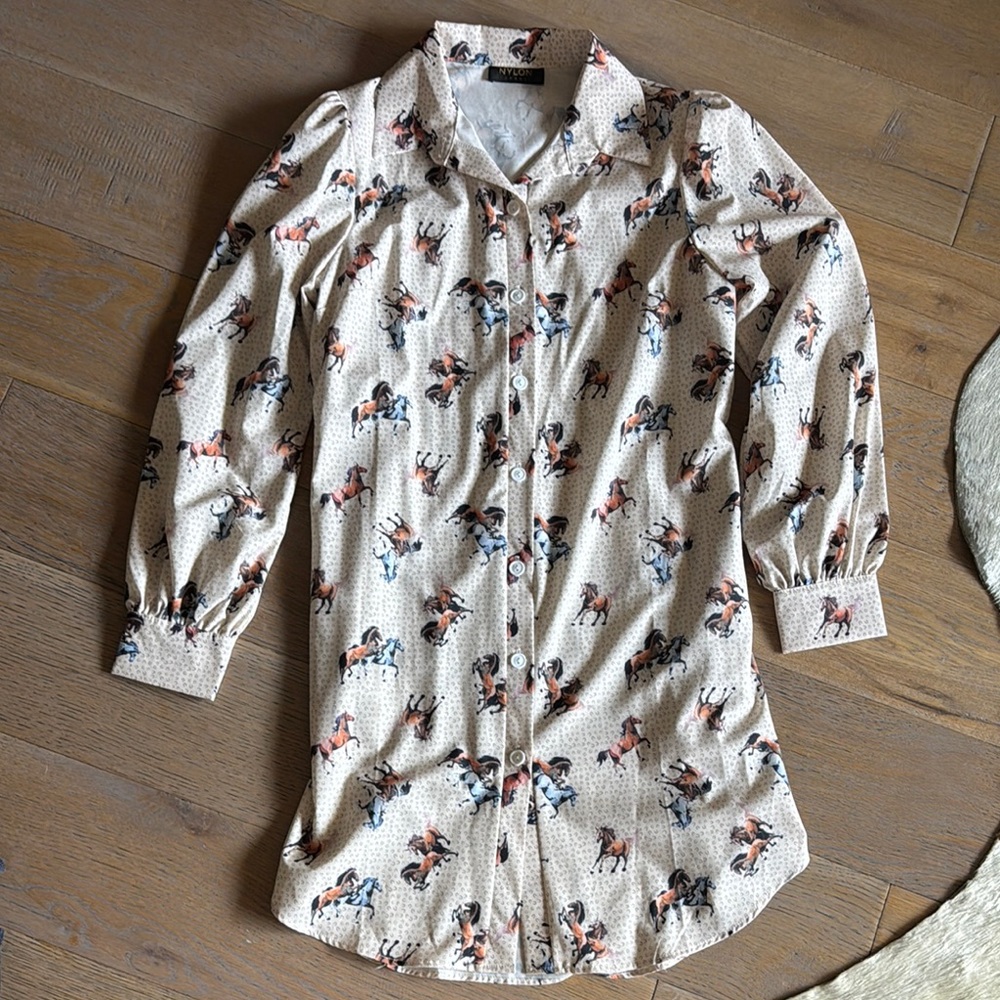 Nylon Apparel Horse Printed Dress